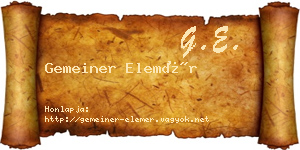 Gemeiner Elemér névjegykártya